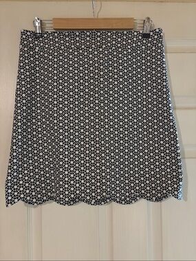 Talbots Black and White Mini Skirt with Geometric Pattern